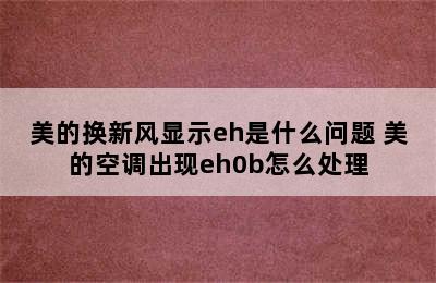 美的换新风显示eh是什么问题 美的空调出现eh0b怎么处理